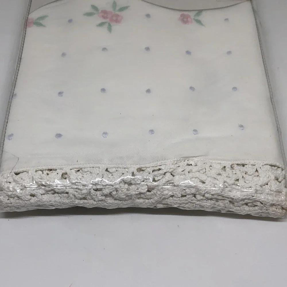 Handmade Lace SWISS FLORAL Dot Rose Pillowcase Pair Standard 100% Cotton NEW